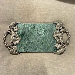 Godinger Grape Design Marble Tray with Silver Plated Handles
